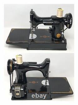 Antique 1948 Singer Featherweight Sewing Machine 221-1 withCase, Manual & Extras