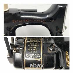 Antique 1948 Singer Featherweight Sewing Machine 221-1 withCase, Manual & Extras