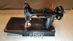 Antique 1950 Singer Featherweight 221 Sewing Machine With Case And Many Extras
