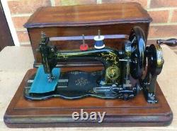 Antique Bradbury Fiddle Base Handcrank Sewing Machine