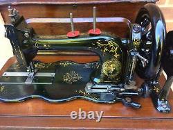 Antique Bradbury Fiddle Base Handcrank Sewing Machine