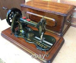 Antique Bradbury Fiddle Base Handcrank Sewing Machine