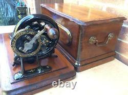 Antique Bradbury Fiddle Base Handcrank Sewing Machine