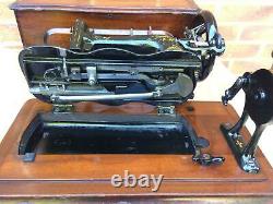 Antique Bradbury Fiddle Base Handcrank Sewing Machine