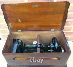 Antique Bradbury Fiddle Base Handcrank Sewing Machine