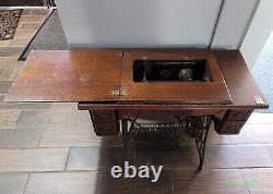 Antique Early 1900's Treadle Singer Sewing Machine No. 27 and Cabinet