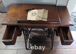 Antique Early 1900's Treadle Singer Sewing Machine No. 27 and Cabinet