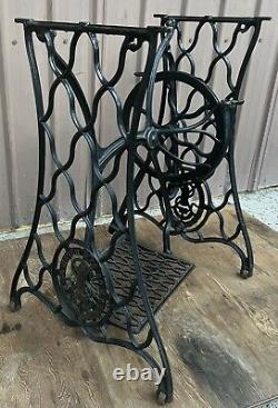 Antique Early Singer Treadle Sewing Machine Cast Iron Base Repurpose 1888