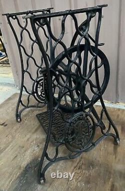 Antique Early Singer Treadle Sewing Machine Cast Iron Base Repurpose 1888