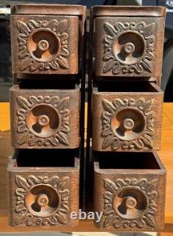 Antique Fancy Singer Treadle Sewing Machine Drawers, Set of 6 with Frames, VGC