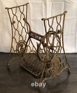Antique GOLD Singer Treadle Sewing Machine Cast Iron Base Stand Table Add A Top