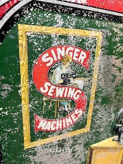 Antique Judaica Singer Sewing Machine Metal Trade Sign Rarest Singer Sign