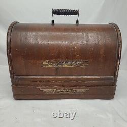 Antique Lead Sewing Machine Company Hand Crank Machine With Original Case Works