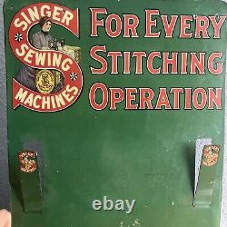 Antique Metal Singer Sewing Machine Metal Advertising Sign Calendar Holder