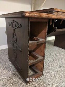 Antique Oak Singer Sewing Machine table 6 drawer