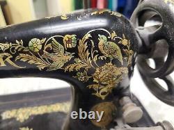 Antique Ornate Flower Birds Singer Sewing Machine Circa 1891 Serial #H1481212