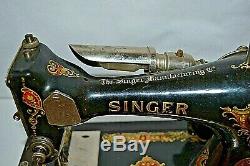 Antique (Rare Stencils) Singer Sewing Machine With Case, Key A Must See withextras