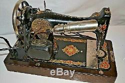 Antique (Rare Stencils) Singer Sewing Machine With Case, Key A Must See withextras