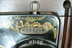 Antique SINGER 48K Sewing Machine with Case & Ottoman Carnation Decals