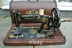 Antique SINGER 48K Sewing Machine with Case & Ottoman Carnation Decals