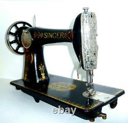 Antique SINGER 66K LOTUS sewing machine denim leather canvas rare victorian vtg