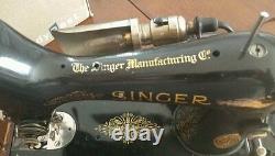 Antique SINGER SEWING MACHINE cast iron treadle head victorian 1929