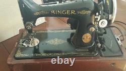 Antique SINGER SEWING MACHINE cast iron treadle head victorian 1929