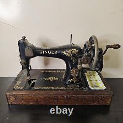 Antique Singer 128, 128K Hand Crank Sewing Machine with Rococo decals