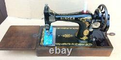 Antique Singer 128, 128K Hand Crank Sewing Machine with Rococo decals