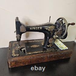 Antique Singer 128, 128K Hand Crank Sewing Machine with Rococo decals