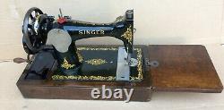 Antique Singer 128, 128K Hand Crank Sewing Machine with Rococo decals