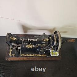 Antique Singer 128, 128K Hand Crank Sewing Machine with Rococo decals