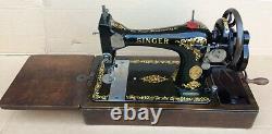 Antique Singer 128, 128K Hand Crank Sewing Machine with Rococo decals