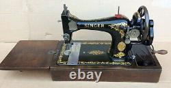 Antique Singer 128, 128K Hand Crank Sewing Machine with Rococo decals