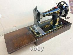 Antique Singer 128, 128K Hand Crank Sewing Machine with Rococo decals