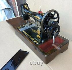 Antique Singer 128, 128K Hand Crank Sewing Machine with Rococo decals