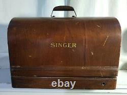 Antique Singer 128-3 AE 188053 Series Sewing Machine with light, and wooden case