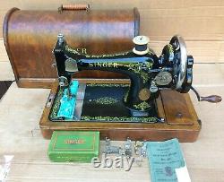 Antique Singer 128K Sewing Machine-Rococo Decals with accessories & Manual