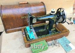 Antique Singer 128K Sewing Machine-Rococo Decals with accessories & Manual