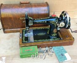 Antique Singer 128K Sewing Machine-Rococo Decals with accessories & Manual