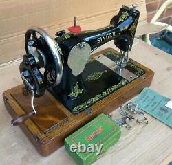 Antique Singer 128K Sewing Machine-Rococo Decals with accessories & Manual