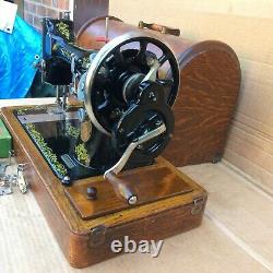 Antique Singer 128K Sewing Machine-Rococo Decals with accessories & Manual