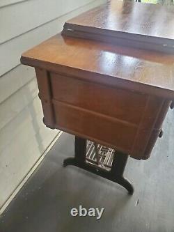 Antique Singer 15 66 201 306+Treadle Sewing Machine Table Top+4 Drawers NO BASE