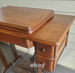 Antique Singer 15 66 201 306+Treadle Sewing Machine Table Top+4 Drawers NO BASE