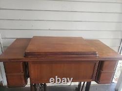 Antique Singer 15 66 201 306+Treadle Sewing Machine Table Top+4 Drawers NO BASE