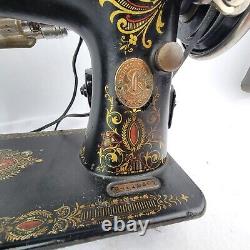 Antique Singer 1916 Model 66 Sewing Machine Red Eye With Electric Motor Working