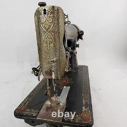 Antique Singer 1916 Model 66 Sewing Machine Red Eye With Electric Motor Working