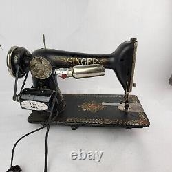 Antique Singer 1916 Model 66 Sewing Machine Red Eye With Electric Motor Working