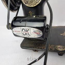 Antique Singer 1916 Model 66 Sewing Machine Red Eye With Electric Motor Working