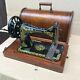Antique Singer 28, 28k Hand-crank Sewing Machine With Bentwood Case And Scrolls
